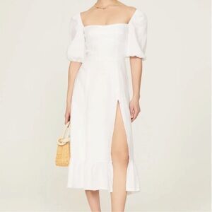 Reformation Belgium Linen Midi Dress - White